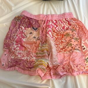 Pink boho patchwork hippie boxer shorts